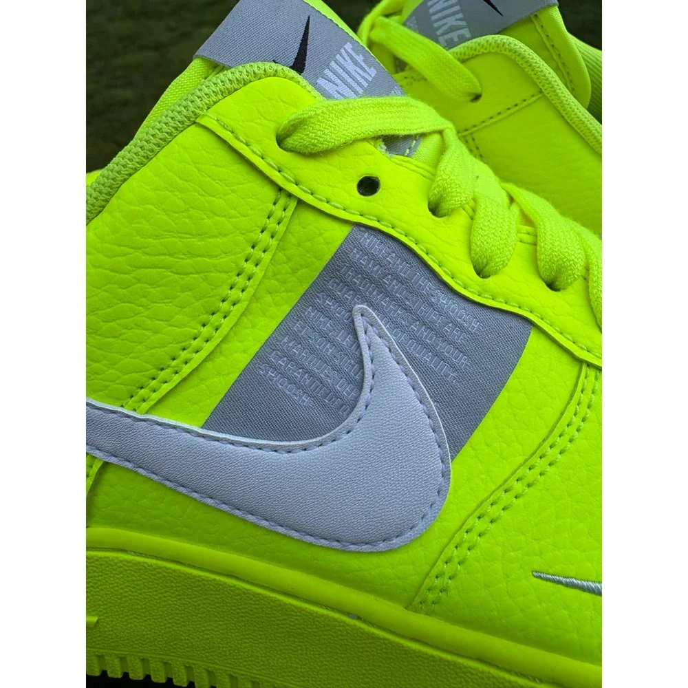 Nike Air Force 1 07‎ LV8 Utility Volt White Black AJ7747-700 Mens 9 Womens 10.5